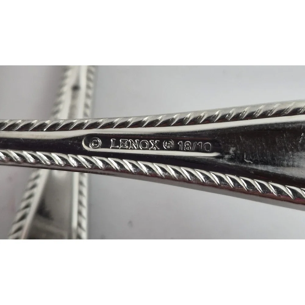 Set of4 Lenox TUDOR BEAD Augusta Stainless 18/10 Rope Edge Dinner Forks Flatware
